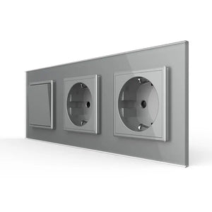 Livolo | Grijs | 1+SR+SR | Puls | Wipschakelaar met dubbele wandcontactdoos Livolo Nederland B.V.