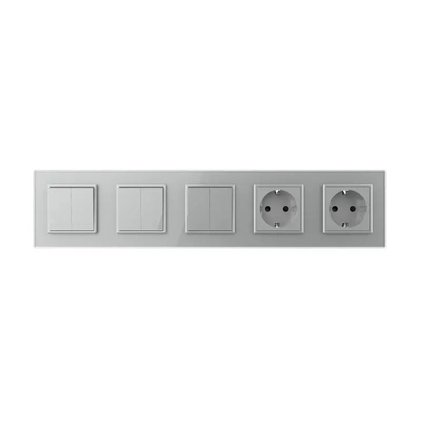 Livolo | Grijs | 2+2+2+SR+SR | Aan/Uit | Wipschakelaar met dubbele wandcontactdoos Livolo Nederland B.V.