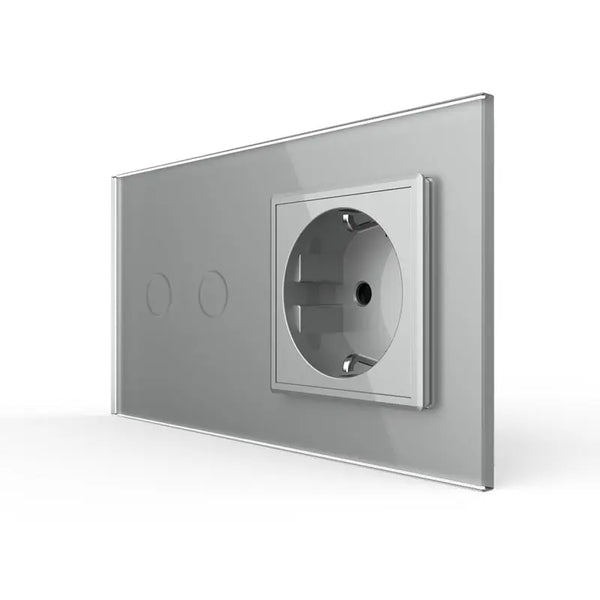 Livolo | Grijs | 2+SR | Aan/Uit | Schakelaar met wandcontactdoos Livolo Nederland B.V.