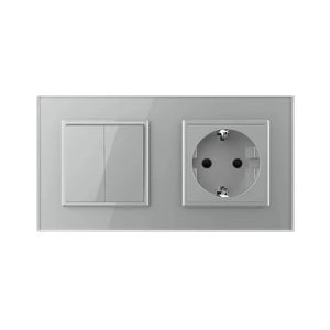 Livolo | Grijs | 2+SR | Aan/Uit | Wipschakelaar met wandcontactdoos Livolo Nederland B.V.