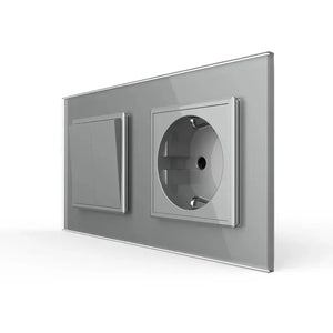 Livolo | Grijs | 2+SR | Aan/Uit | Wipschakelaar met wandcontactdoos Livolo Nederland B.V.