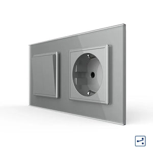 Livolo | Grijs | 2+SR | Aan/Uit | Wissel | Wipschakelaar met wandcontactdoos Livolo Nederland B.V.