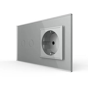 Livolo | Grijs | 2+SR | Rolluik schakelaar met wandcontactdoos Livolo Nederland B.V.