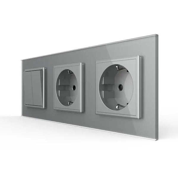 Livolo | Grijs | 2+SR+SR | Puls | Wipschakelaar met dubbele wandcontactdoos Livolo Nederland B.V.