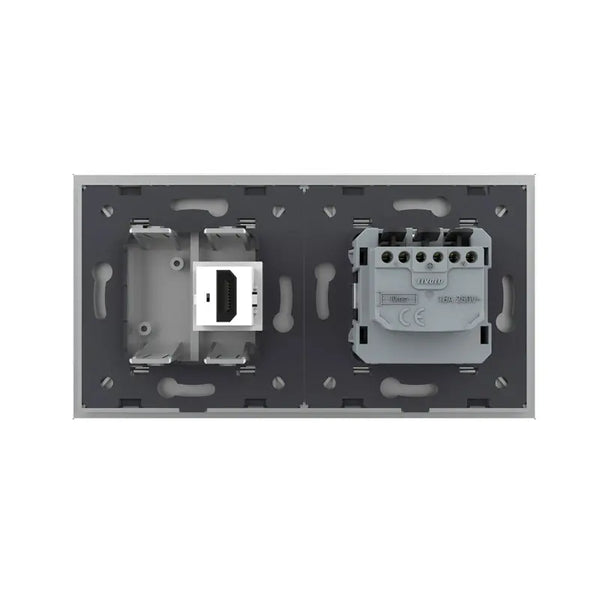 Livolo | Grijs | SR+SR | Wandcontactdoos | HDMI aansluiting | Blindplaat Livolo Nederland B.V.