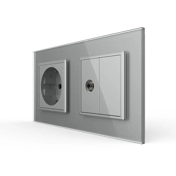 Livolo | Grijs | SR+SR | Wandcontactdoos | TV aansluiting | Blindplaat Livolo Nederland B.V.