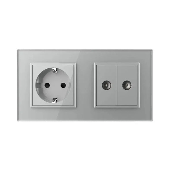 Livolo | Grijs | SR+SR | Wandcontactdoos | TV aansluiting | TV aansluiting Livolo Nederland B.V.