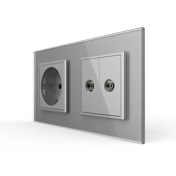 Livolo | Grijs | SR+SR | Wandcontactdoos | TV aansluiting | TV aansluiting Livolo Nederland B.V.