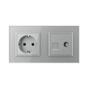 Livolo | Grijs | SR+SR | Wandcontactdoos | Telefoon | TV Livolo Nederland B.V.