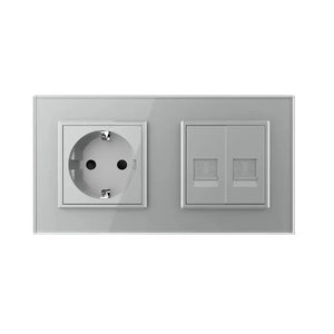 Livolo | Grijs | SR+SR | Wandcontactdoos | Telefoon | Telefoon Livolo Nederland B.V.