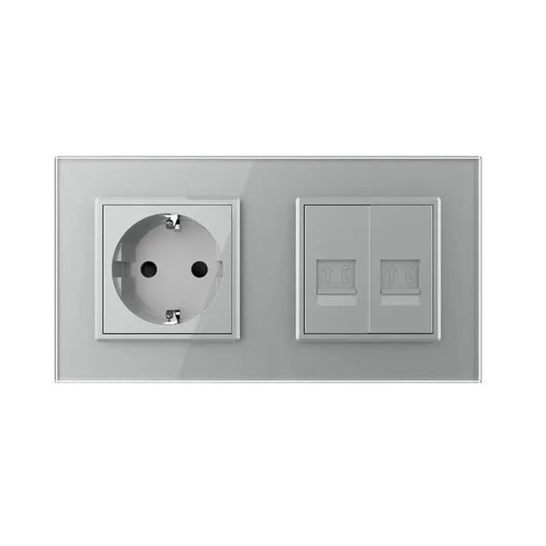 Livolo | Grijs | SR+SR | Wandcontactdoos | Telefoon | Telefoon Livolo Nederland B.V.