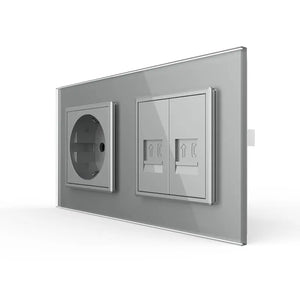 Livolo | Grijs | SR+SR | Wandcontactdoos | Telefoon | Telefoon Livolo Nederland B.V.