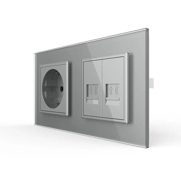 Livolo | Grijs | SR+SR | Wandcontactdoos | Telefoon | Telefoon Livolo Nederland B.V.