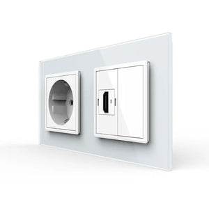 Livolo | Wit | SR+SR | Wandcontactdoos | HDMI aansluiting | Blindplaat Livolo Nederland B.V.