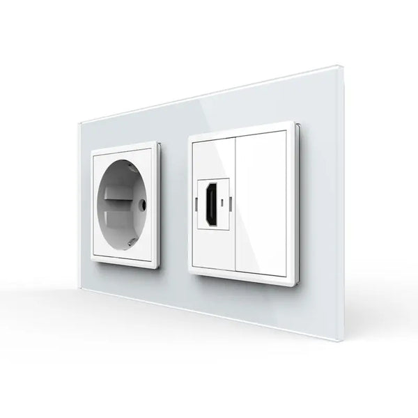 Livolo | Wit | SR+SR | Wandcontactdoos | HDMI aansluiting | Blindplaat Livolo Nederland B.V.