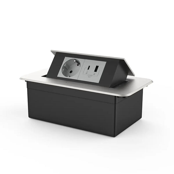 Livolo | Zilver | 2 | Pop-Up Stekkerdoos | Push | Inbouw | Stopcontact + USB/USB-C - Grijs Livolo Nederland B.V.