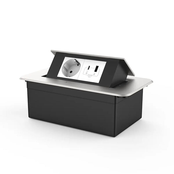 Livolo | Zilver | 2 | Pop-Up Stekkerdoos | Push | Inbouw | Stopcontact + USB/USB-C - Wit Livolo Nederland B.V.
