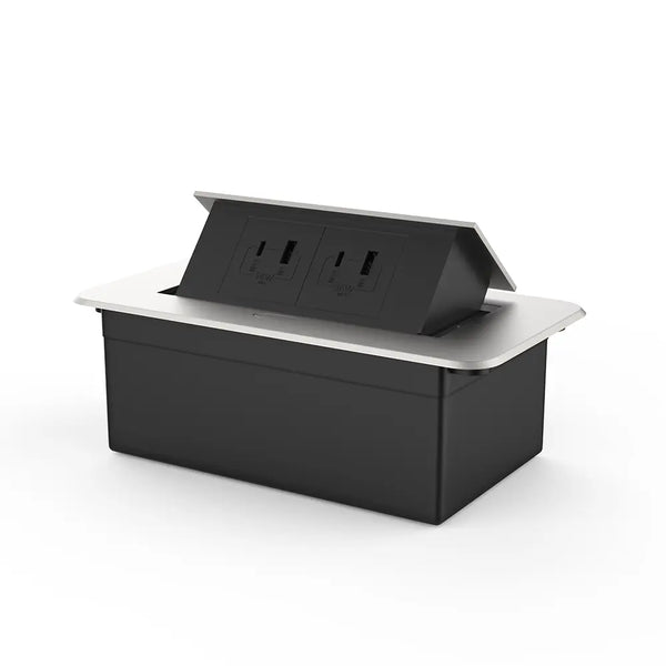 Livolo | Zilver | 2 | Pop-Up Stekkerdoos | Push | Inbouw | USB/USB-C + USB/USB-C - Zwart Livolo Nederland B.V.