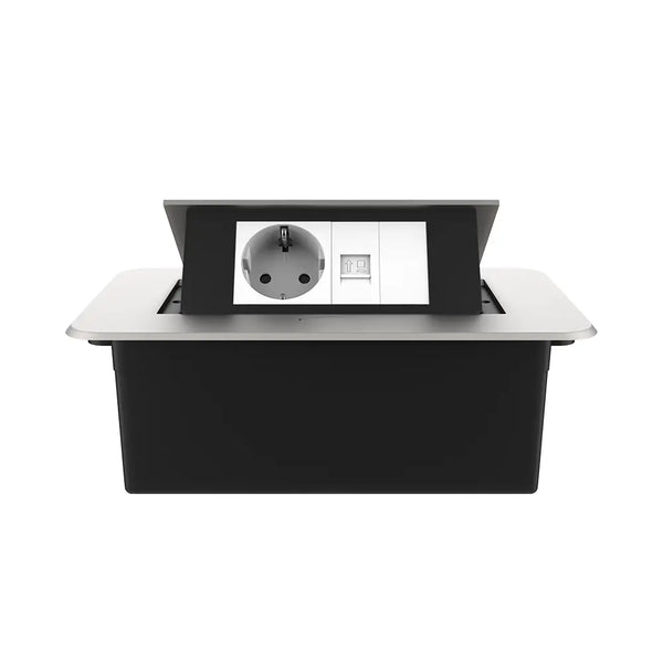 Livolo | Zilver | 2 | Pop-Up Stekkerdoos | Push | Inbouw | Wandcontactdoos + Netwerk cat.6 met Blindplaat - Wit Livolo Nederland B.V.