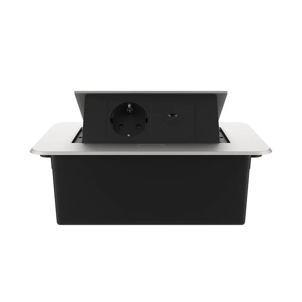 Livolo | Zilver | 2 | Pop-Up Stekkerdoos | Push | Inbouw | Wandcontactdoos + USB-C - Zwart Livolo Nederland B.V.