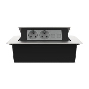 Livolo | Zilver | 3 | Pop-Up Stekkerdoos | Push | Inbouw | Dubbel Stopcontact + Dubbel Netwerk Cat.6 - Grijs Livolo Nederland B.V.