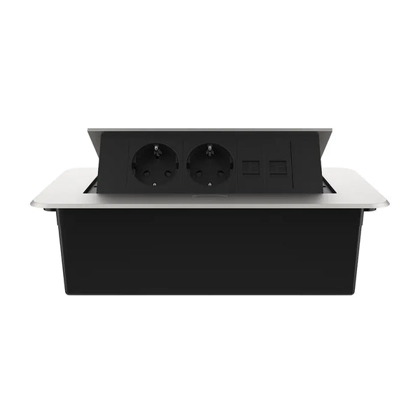 Livolo | Zilver | 3 | Pop-Up Stekkerdoos | Push | Inbouw | Dubbel Stopcontact + Dubbel Netwerk Cat.6 - Zwart Livolo Nederland B.V.