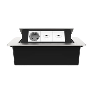 Livolo | Zilver | 3 | Pop-Up Stekkerdoos | Push | Inbouw | Stopcontact + Dubbele USB-C Oplader - Wit Livolo Nederland B.V.