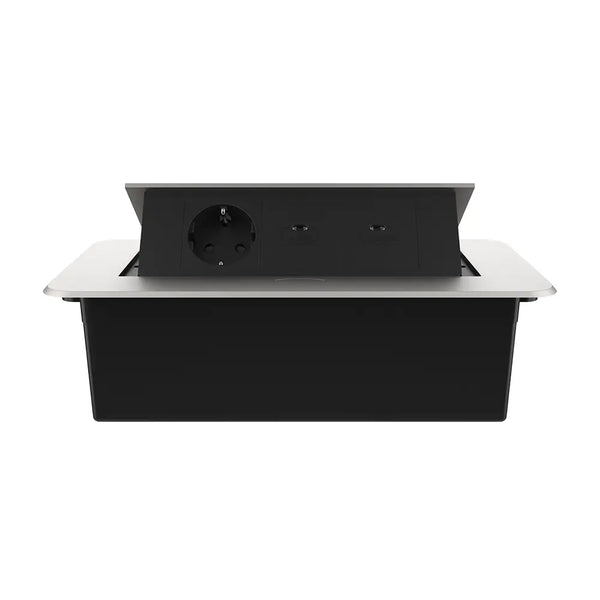 Livolo | Zilver | 3 | Pop-Up Stekkerdoos | Push | Inbouw | Stopcontact + Dubbele USB-C Oplader - Zwart Livolo Nederland B.V.