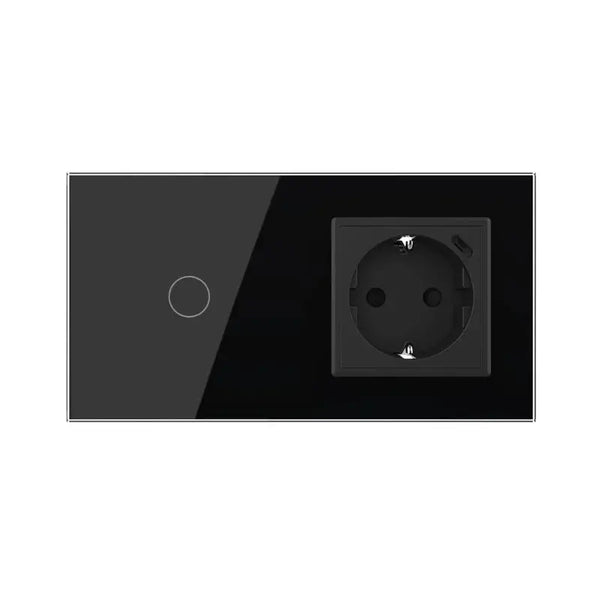 Livolo | Zwart | 1+SR | Aan/Uit | Schakelaar met wandcontactdoos + USB-C Oplader Livolo Nederland B.V.