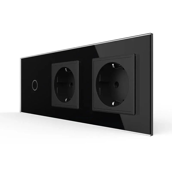 Livolo | Zwart | 1+SR+SR | Aan/Uit | Wisselschakelaar met dubbele wandcontactdoos Livolo Nederland B.V.