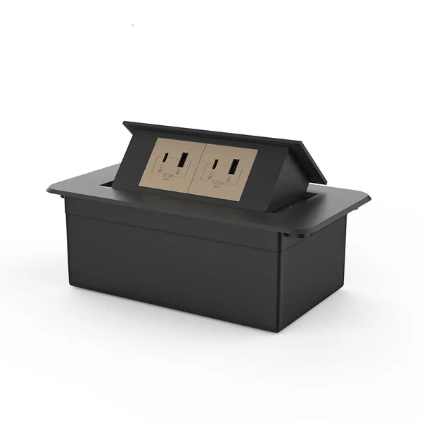 Livolo | Zwart | 2 | Pop-Up Stekkerdoos | Push | Inbouw | USB/USB-C + USB/USB-C - Goud Livolo Nederland B.V.
