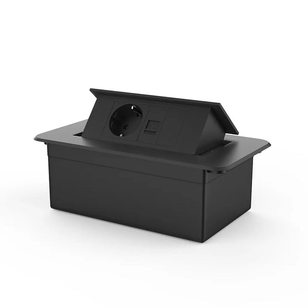 Livolo | Zwart | 2 | Pop-Up Stekkerdoos | Push | Inbouw | Stopcontact + Netwerk Cat.6 met Blindplaat - Zwart Livolo Nederland B.V.