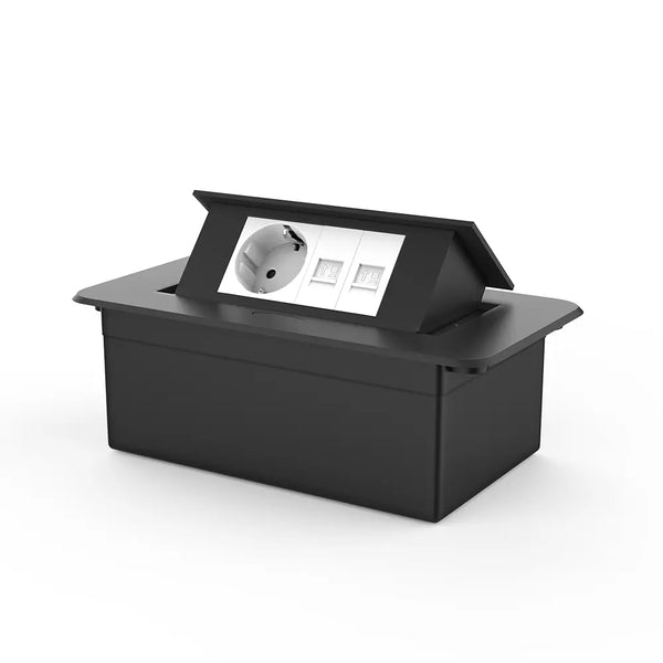 Livolo | Zwart | 2 | Pop-Up Stekkerdoos | Push | Inbouw | Stopcontact + Netwerk Cat.6 met Netwerk Cat.6 - Wit Livolo Nederland B.V.