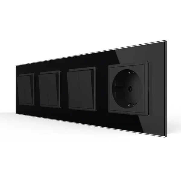 Livolo | Zwart | 2+2+2+SR | Aan/Uit | Wipschakelaar met wandcontactdoos Livolo Nederland B.V.