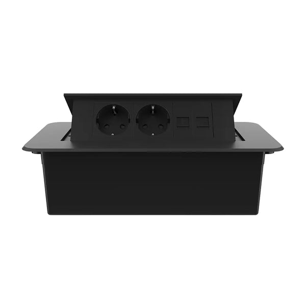 Livolo | Zwart | 3 | Pop-Up Stekkerdoos | Push | Inbouw | Dubbel Stopcontact + Dubbel Netwerk Cat.6 - Zwart Livolo Nederland B.V.