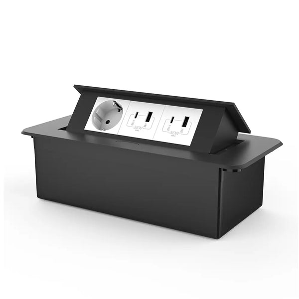 Livolo | Zwart | 3 | Pop-Up stekkerdoos | Push | Inbouw | Stopcontact - Dubbele USB & USB-C - Wit Livolo Nederland B.V.