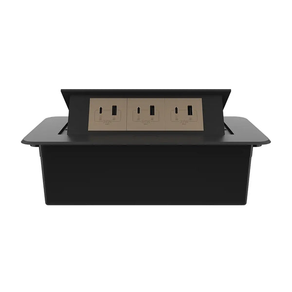 Livolo | Zwart | 3 | Pop-Up stekkerdoos | Push | Inbouw | USB & USB-C - Goud Livolo Nederland B.V.