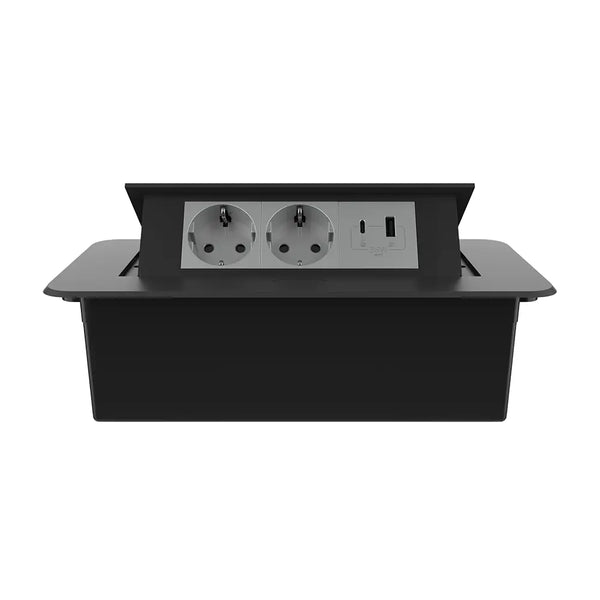 Livolo | Zwart | 3 | Pop-Up stekkerdoos | Push | Inbouw | USB & USB-C + Stopcontacten - Grijs Livolo Nederland B.V.