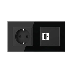 Livolo | Zwart | SR+SR | Wandcontactdoos | HDMI aansluiting | Blindplaat Livolo Nederland B.V.