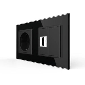 Livolo | Zwart | SR+SR | Wandcontactdoos | HDMI aansluiting | Blindplaat Livolo Nederland B.V.