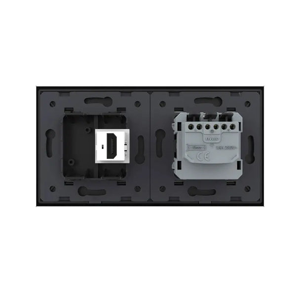 Livolo | Zwart | SR+SR | Wandcontactdoos | HDMI aansluiting | Blindplaat Livolo Nederland B.V.