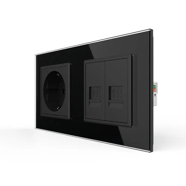 Livolo | Zwart | SR+SR | Wandcontactdoos | Netwerk | Netwerk Livolo Nederland B.V.