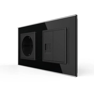 Livolo | Zwart | SR+SR | Wandcontactdoos | Telefoon | Blindplaat Livolo Nederland B.V.