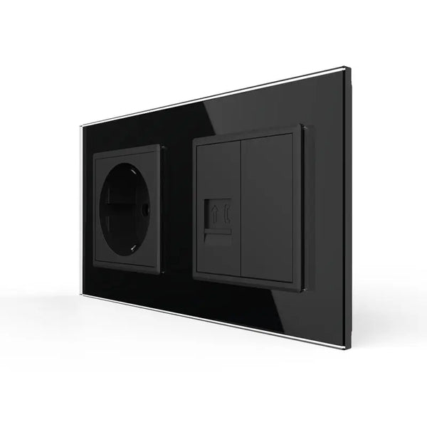 Livolo | Zwart | SR+SR | Wandcontactdoos | Telefoon | Blindplaat Livolo Nederland B.V.