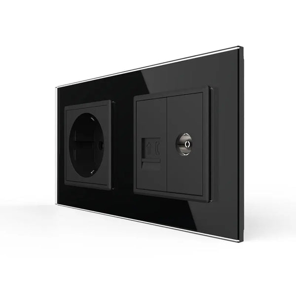 Livolo | Zwart | SR+SR | Wandcontactdoos | Telefoon | TV Livolo Nederland B.V.