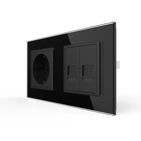 Livolo | Zwart | SR+SR | Wandcontactdoos | Telefoon | Telefoon Livolo Nederland B.V.