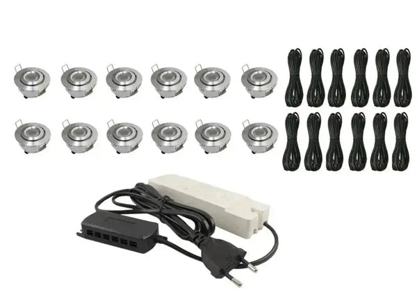 Complete Veranda Set | Deluxe 3 | Veranda verlichting 12V | Plug and Play | 12 Inbouwspots | Verstelbaar | Dimbaar Livolo Nederland