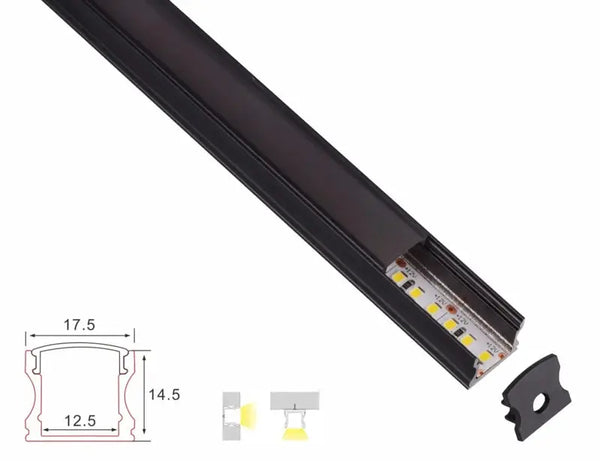 Profiel | Opbouw | 1 Meter | Recht | Zwart | 17.5 x 14.5 | COB ledstrip Livolo Nederland B.V.