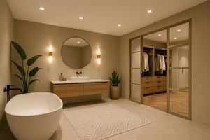 Dimbare inbouwspots badkamer met warm licht