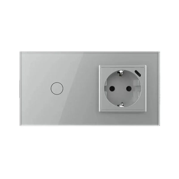 Livolo | Grijs | 1+SR | Aan/Uit | Schakelaar | Wandcontactdoos + USB-C Oplader Livolo Nederland B.V.